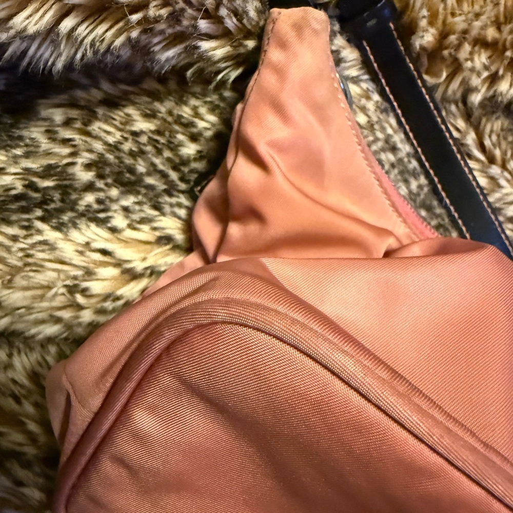 Prada Vintage Pink Nylon Bag Trimmed in Black Leather Used - Picture 11 of 16
